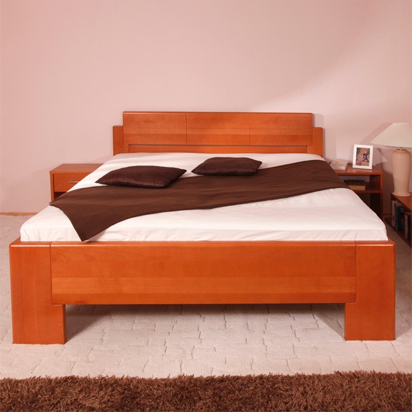 Postel DeLUXE - zvýšená postel, průběžný buk masiv LAK č.20 třešeň