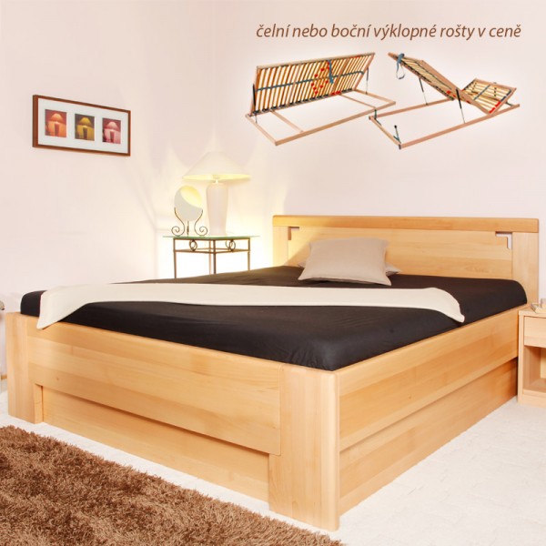 Zvýšená postel Deluxe 2 úložný prostor, masiv buk průběžný olej č.1 přírodní