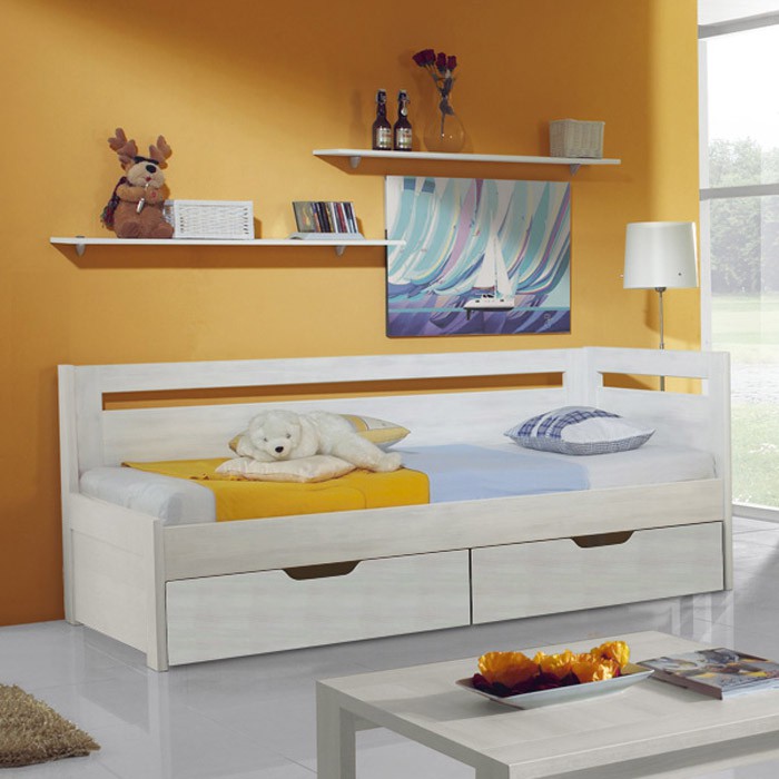 Rozkládací postel ESTER TANDEM KLASIK - prémiový dekor bělené dřevo, BMB