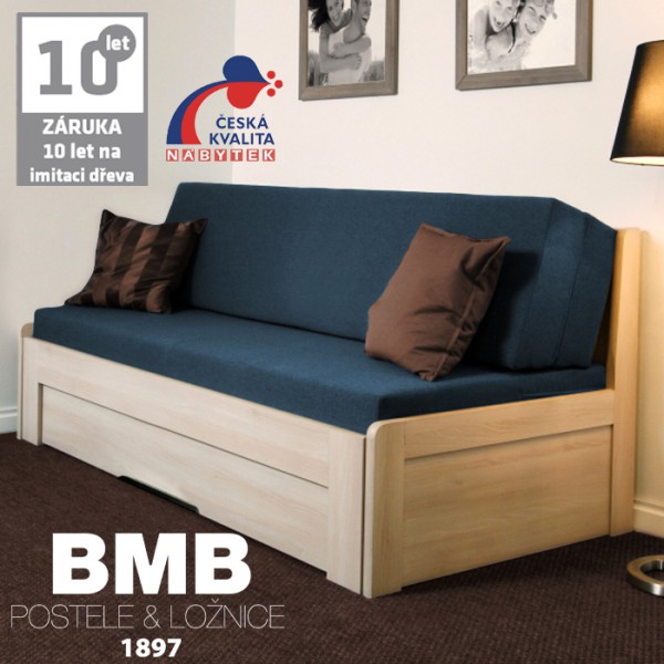 Rozkládací postel TINA TANDEM ORTHO lamino akát s vyměnitelnými lamelovými polohovacími rošty, BMB