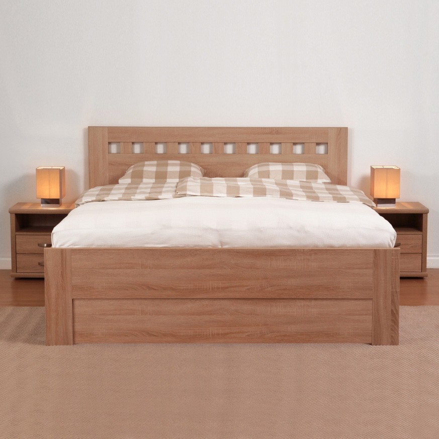 Zvýšená postel ELLA MOSAIC výklop lamino - dekor dub bardolíno, rovné rohy, BMB