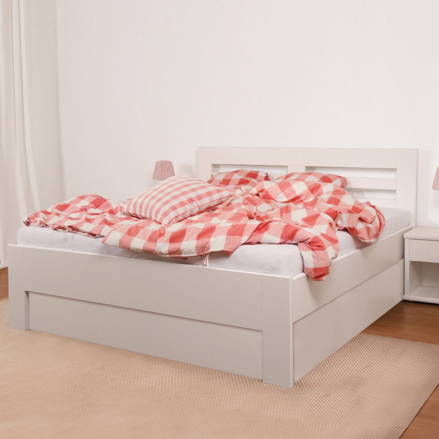 Zvýšená postel ELLA HARMONY výklop lamino - dekor bílá, rovné rohy, BMB